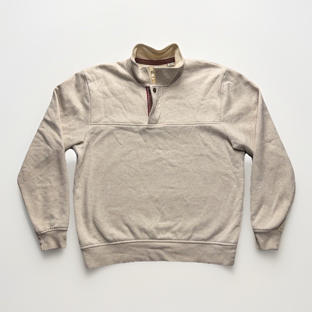 Orvis Signature 1/4 Snap Sweatshirt Mens Medium Beige Pullover Gorpcore Preppy